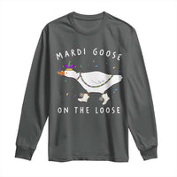Mardi Goose On The Loose Long Sleeve Shirt Funny Mardi Gras Carnival Parade
