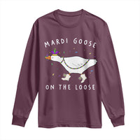 Mardi Goose On The Loose Long Sleeve Shirt Funny Mardi Gras Carnival Parade
