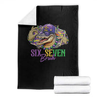 Funny Mardi Gras Six Seven Bruh Throw Blanket 67 Meme Mardigator Alligator