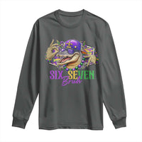 Funny Mardi Gras Six Seven Bruh Long Sleeve Shirt 67 Meme Mardigator Alligator