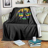 Funny Bigfoot 67 Mardi Gras Throw Blanket Sasquatch Parade Jester Hat