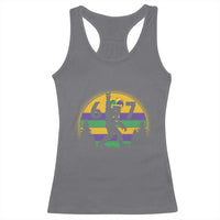 Funny Bigfoot 67 Mardi Gras Racerback Tank Top Sasquatch Parade Jester Hat
