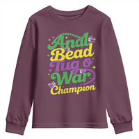 Funny Anal Bead Tug O War Mardi Gras Youth Sweatshirt Fat Tuesday Carnival Adult Humor