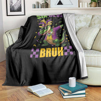 Funny 67 Mardi Gras Alligator Throw Blanket Six Seven Bruh Mardigator Dabbing Crocodile