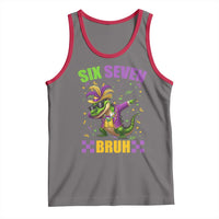 Funny 67 Mardi Gras Alligator Tank Top Six Seven Bruh Mardigator Dabbing Crocodile