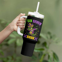 Funny 67 Mardi Gras Alligator Tumbler With Handle Six Seven Bruh Mardigator Dabbing Crocodile