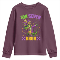 Funny 67 Mardi Gras Alligator Youth Sweatshirt Six Seven Bruh Mardigator Dabbing Crocodile