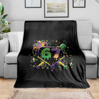 Funny Baseball Mardi Gras 67 Ice Cream Drip Throw Blanket Six Seven Meme Carnival