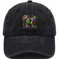 Funny Baseball Mardi Gras 67 Ice Cream Drip Washed Cotton Baseball Cap Six Seven Meme Carnival