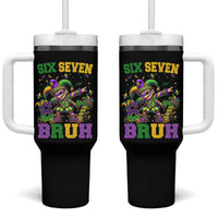 Funny 67 Mardi Gras Tumbler With Handle Six Seven Bruh Dabbing Jester