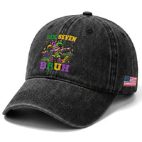 Funny 67 Mardi Gras Washed Cotton Baseball Cap Six Seven Bruh Dabbing Jester