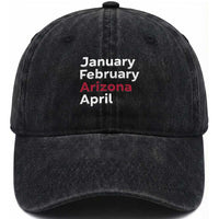 January February Arizona April Washed Cotton Baseball Cap AZ Sport Fan Pride TS12