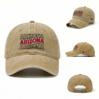 Retro Arizona Lover Washed Cotton Baseball Cap Groovy Typography Vintage 70s State