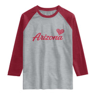 Arizona State Pride Raglan Shirt Clean Word Art Minimalist Graphic