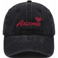Arizona State Pride Washed Cotton Baseball Cap Clean Word Art Minimalist Graphic