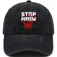 Indigenous Women Awareness Washed Cotton Baseball Cap Stop MMIW Red Handprint Graphic