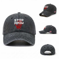Indigenous Women Awareness Washed Cotton Baseball Cap Stop MMIW Red Handprint Graphic