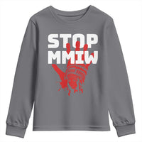 Indigenous Women Awareness Youth Sweatshirt Stop MMIW Red Handprint Graphic