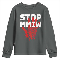Indigenous Women Awareness Youth Sweatshirt Stop MMIW Red Handprint Graphic