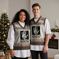Stop MMIW V-Neck Knit Sweater Vest Voices For Stolen Sisters Red Handprint Graphic