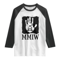 Stop MMIW Raglan Shirt Voices For Stolen Sisters Red Handprint Graphic