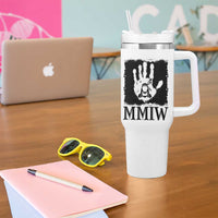 Stop MMIW Tumbler With Handle Voices For Stolen Sisters Red Handprint Graphic