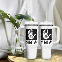 Stop MMIW Tumbler With Handle Voices For Stolen Sisters Red Handprint Graphic