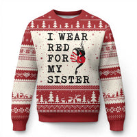 MMIW Awareness Month Native American Ugly Christmas Sweater I Wear Red For My Sister