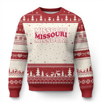 Retro Missouri State Pride Ugly Christmas Sweater Groovy Wavy Typography