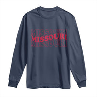 Retro Missouri State Pride Long Sleeve Shirt Groovy Wavy Typography