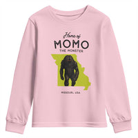 Louisiana Missouri Cryptid Lover Youth Sweatshirt Home Of Momo The Monster