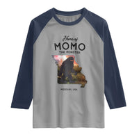 Momo The Monster Folklore Raglan Shirt Louisiana Missouri Cryptid Lover Gift