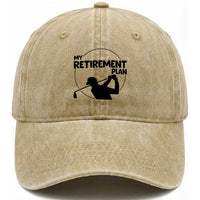 My Retirement Plan Golf Washed Cotton Baseball Cap Retired Men And Golf Lovers