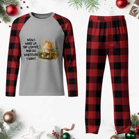 Cat Coffee Lover Plaid Pajama Set Now I Wake Up Sip Coffee And Do Whatever I Want - Wonder Print Shop