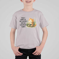 Cat Coffee Lover T Shirt For Kid Now I Wake Up Sip Coffee And Do Whatever I Want - Wonder Print Shop