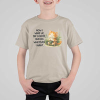 Cat Coffee Lover T Shirt For Kid Now I Wake Up Sip Coffee And Do Whatever I Want - Wonder Print Shop