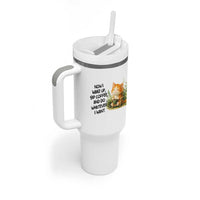 Cat Coffee Lover Tumbler With Handle Now I Wake Up Sip Coffee And Do Whatever I Want