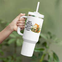 Cat Coffee Lover Tumbler With Handle Now I Wake Up Sip Coffee And Do Whatever I Want