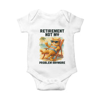 Funny Retirement Cat Baby Onesie Retired Not My Problem Anymore Chill Beach Vibes - Wonder Print Shop