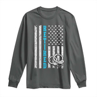 Funny Retired Police Officer Long Sleeve Shirt Patriotic Flag With Handcuffs - Wonder Print Shop