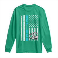 Funny Retired Police Officer Long Sleeve Shirt Patriotic Flag With Handcuffs - Wonder Print Shop