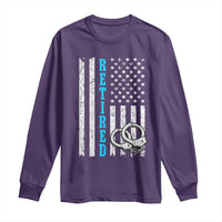Funny Retired Police Officer Long Sleeve Shirt Patriotic Flag With Handcuffs - Wonder Print Shop