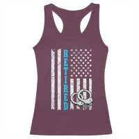 Funny Retired Police Officer Racerback Tank Top Patriotic Flag With Handcuffs - Wonder Print Shop