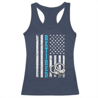 Funny Retired Police Officer Racerback Tank Top Patriotic Flag With Handcuffs - Wonder Print Shop