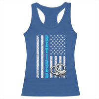 Funny Retired Police Officer Racerback Tank Top Patriotic Flag With Handcuffs - Wonder Print Shop