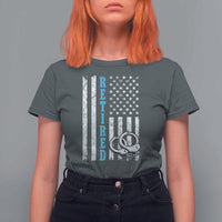Funny Retired Police Officer T Shirt For Women Patriotic Flag With Handcuffs - Wonder Print Shop