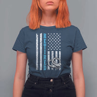 Funny Retired Police Officer T Shirt For Women Patriotic Flag With Handcuffs - Wonder Print Shop