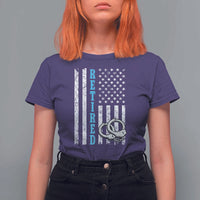 Funny Retired Police Officer T Shirt For Women Patriotic Flag With Handcuffs - Wonder Print Shop