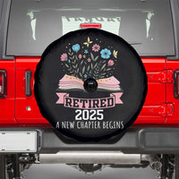 Women Retirement Life Spare Tire Cover Retired 2025 A New Chapter Begins Floral Book - Wonder Print Shop