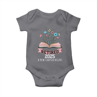 Women Retirement Life Baby Onesie Retired 2025 A New Chapter Begins Floral Book - Wonder Print Shop